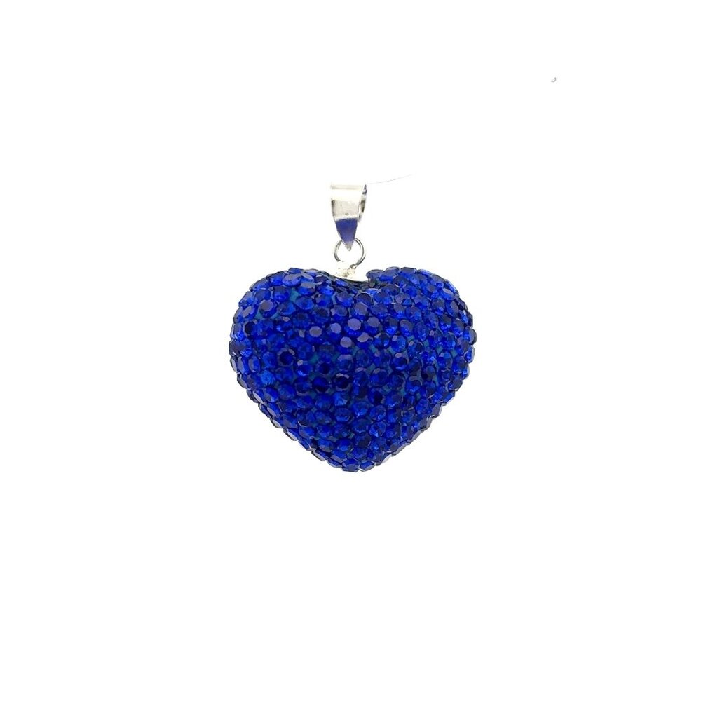 925 Sterling Silver Pendant Crystals Large Blue Heart - Picture 5 of 5